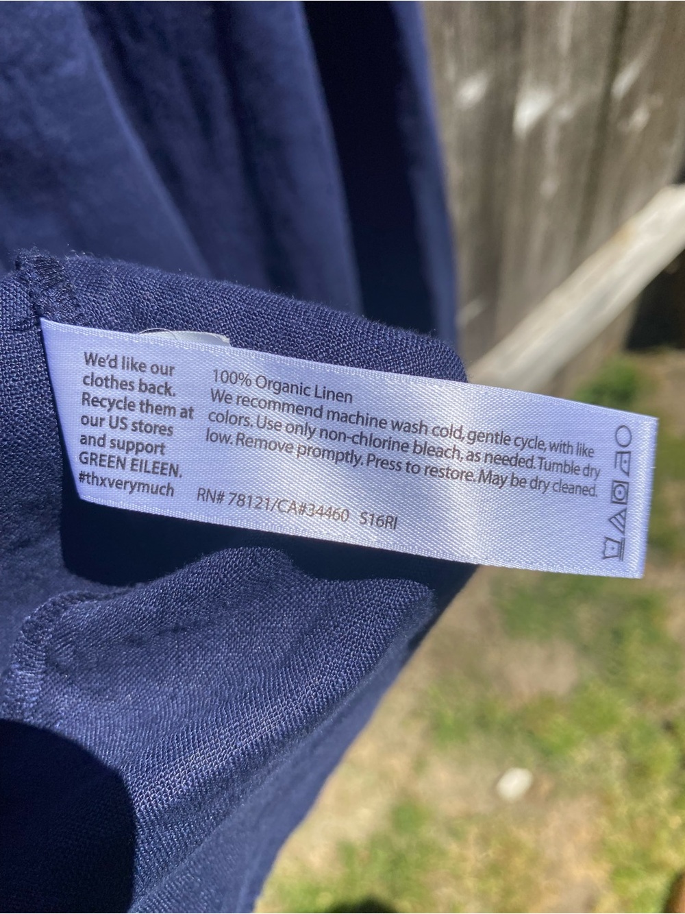 Eileen Fisher Navy Organic Linen Midi Shirt Dress Large - Picture 8 of 9